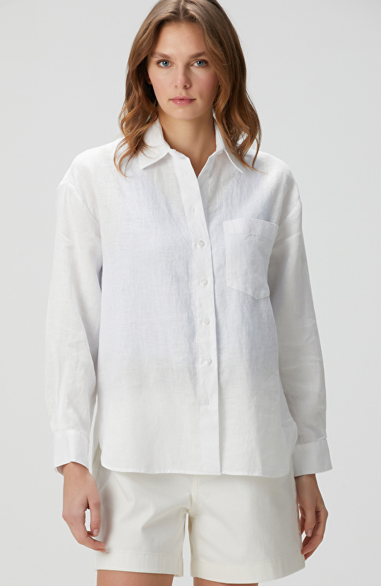Beyaz Keten Gömlek