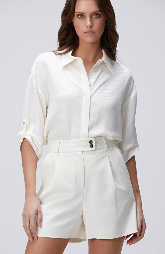 Kırık Beyaz Çizgili Gömlek