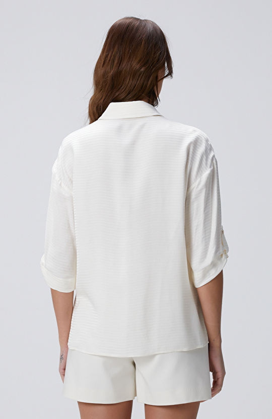 Kırık Beyaz Çizgili Gömlek