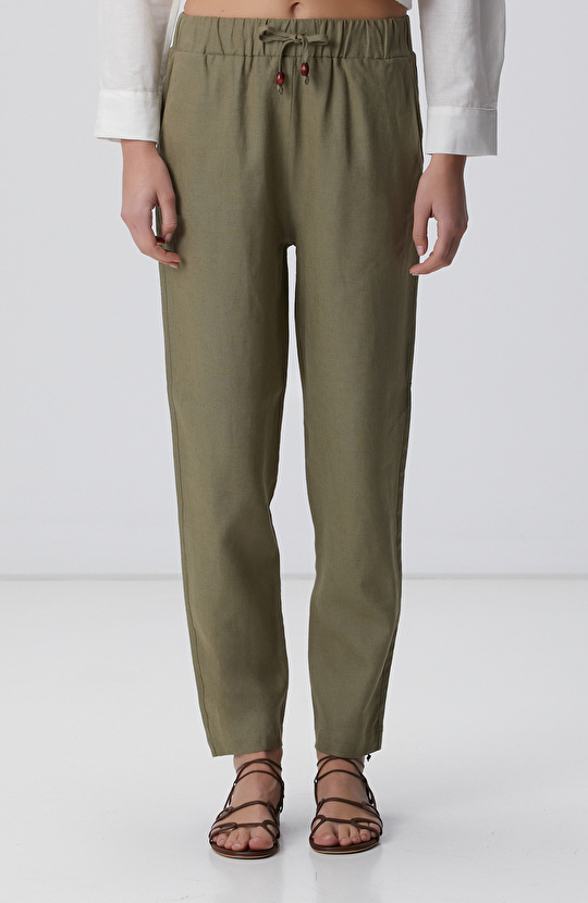 Haki Keten Mix Jogger Pantolon