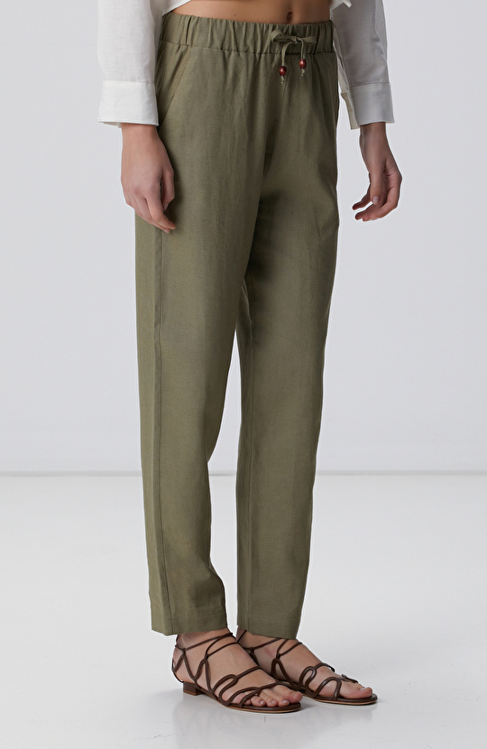 Haki Keten Mix Jogger Pantolon