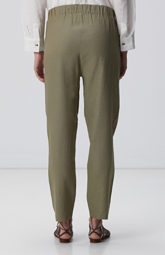 Haki Keten Mix Jogger Pantolon