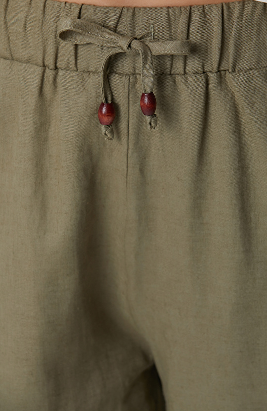 Haki Keten Mix Jogger Pantolon