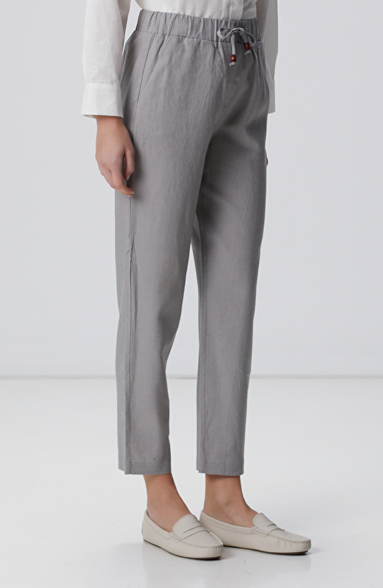 Gri Keten Mix Jogger Pantolon