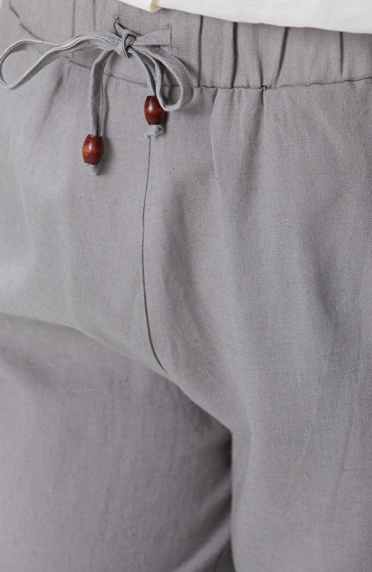 Gri Keten Mix Jogger Pantolon