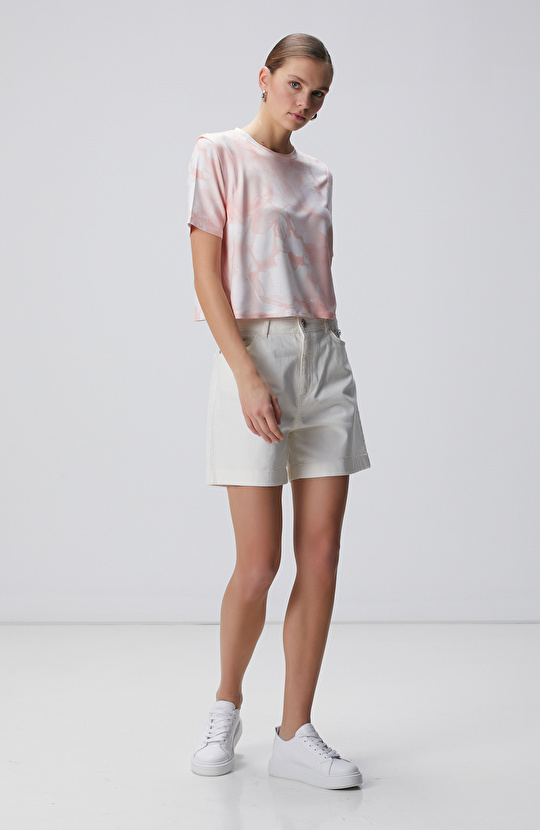 N-Tech Pembe Batik Desenli T-shirt