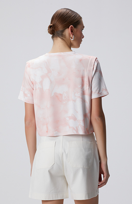 N-Tech Pembe Batik Desenli T-shirt