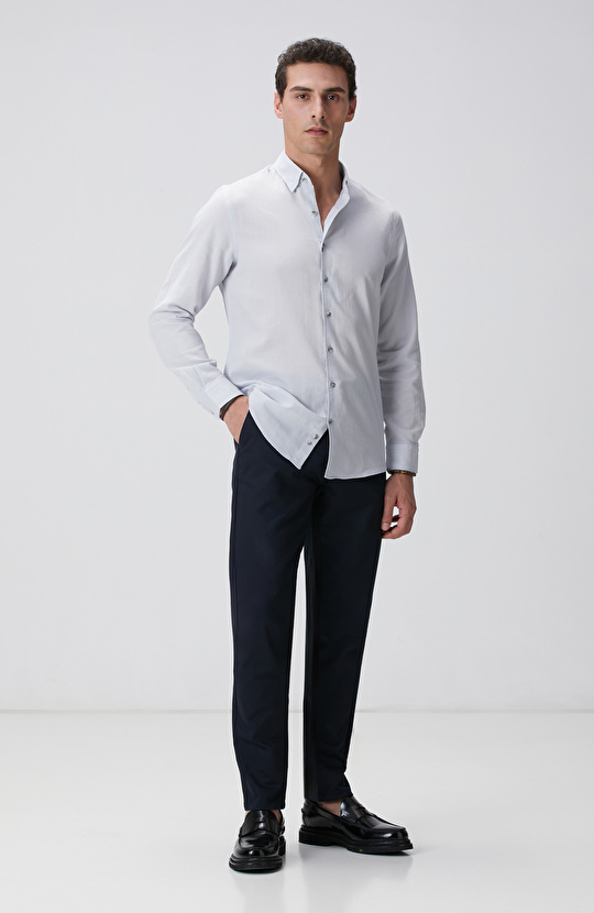 Gri Mikro Desenli Gömlek