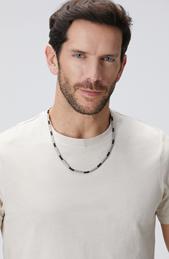 Silver Gümüş Rengi Hematit Erkek Kolye