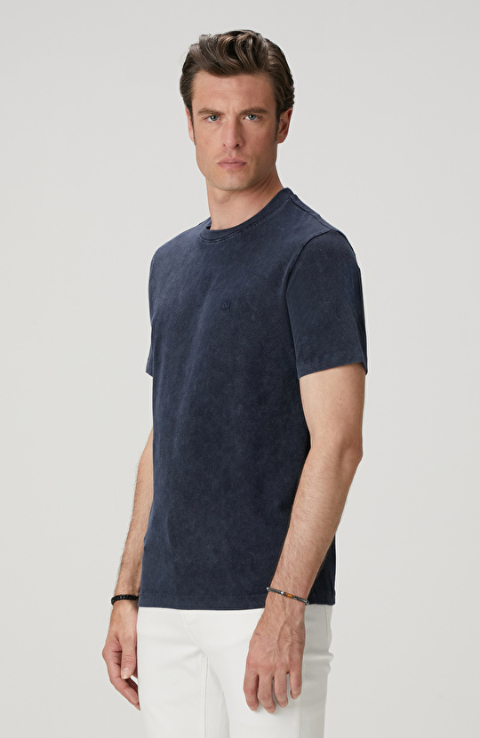 Lacivert Yıkamalı T-shirt