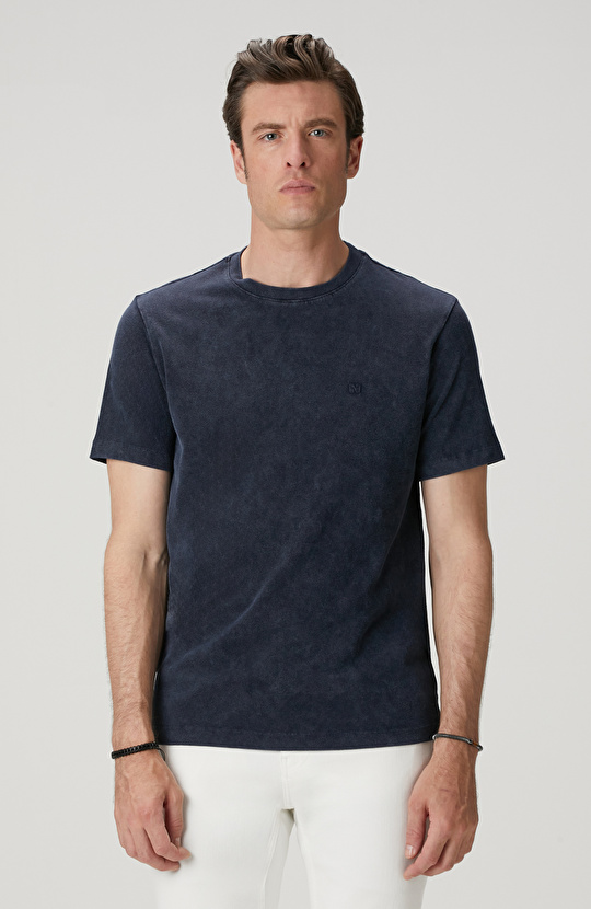 Lacivert Yıkamalı T-shirt