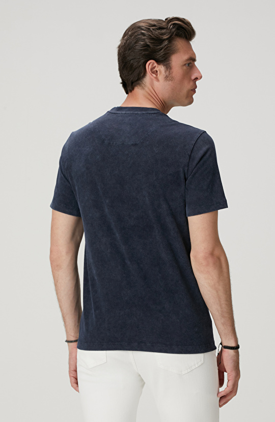 Lacivert Yıkamalı T-shirt
