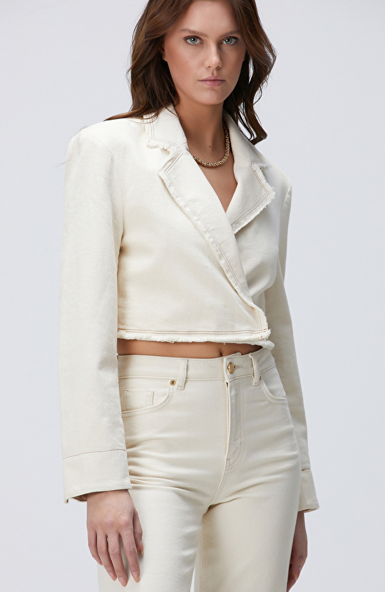 Kırık Beyaz Denim Ceket