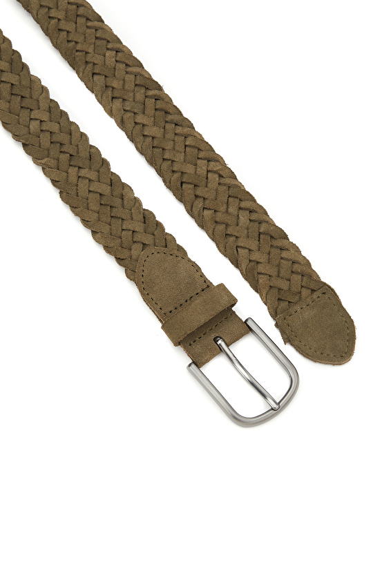 Haki Örgü Erkek Süet Kemer