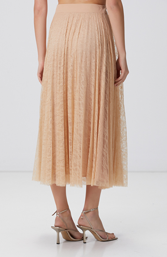 Limited Bej Midi Dantel Etek