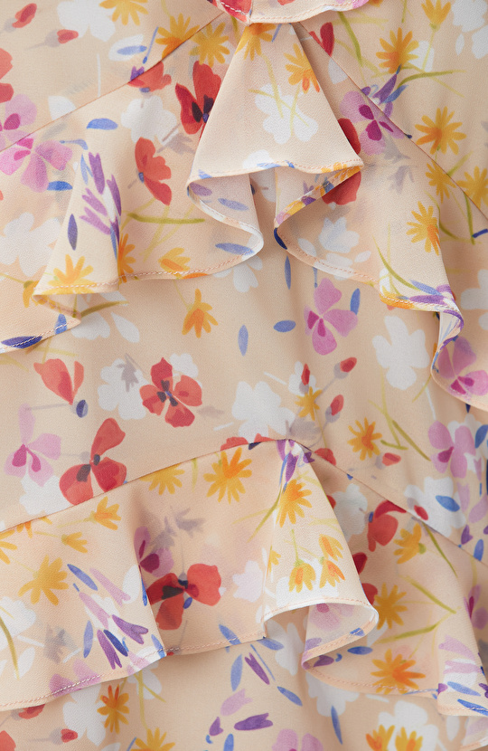 Çok Renkli Desenli Mini Elbise