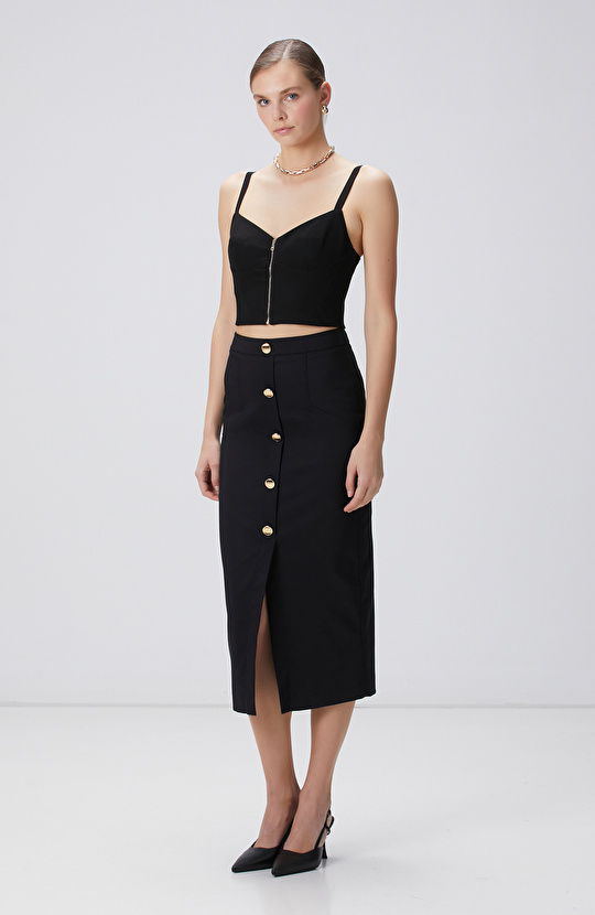 Siyah Midi Etek