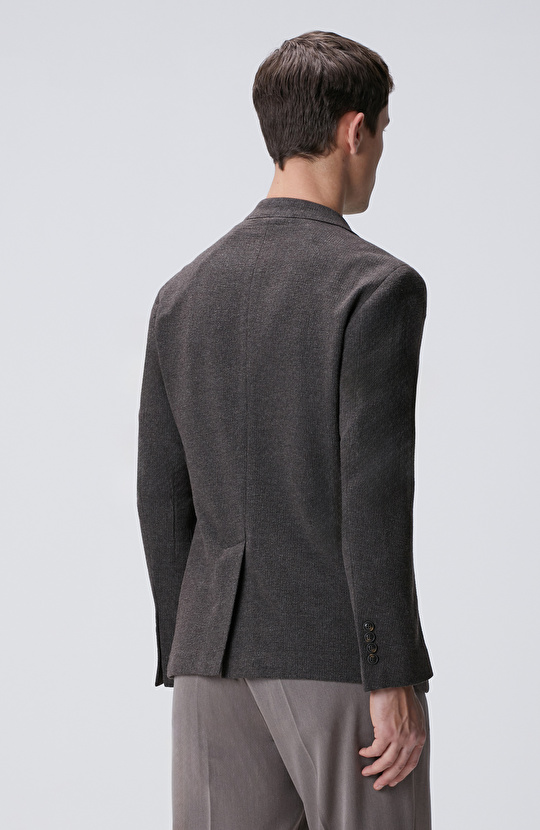 Kahverengi Yün Kaşmir Karışımlı Ceket