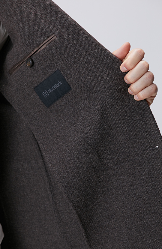 Kahverengi Yün Kaşmir Karışımlı Ceket