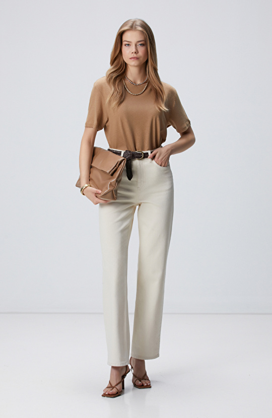 Vizon Keten Karışımlı T-shirt