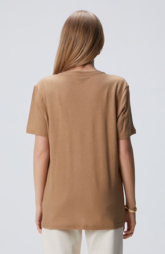 Vizon Keten Karışımlı T-shirt