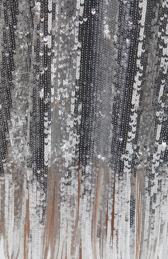 Silver Payetli Midi Abiye Elbise