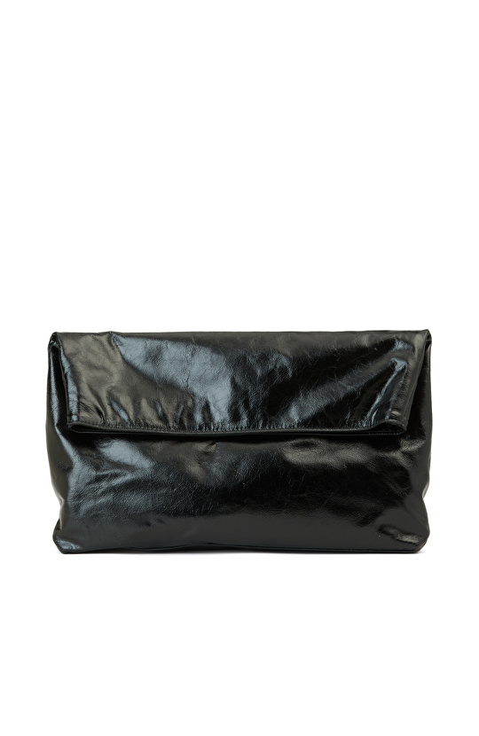 Siyah Kadın Rugan Deri El Portföyü