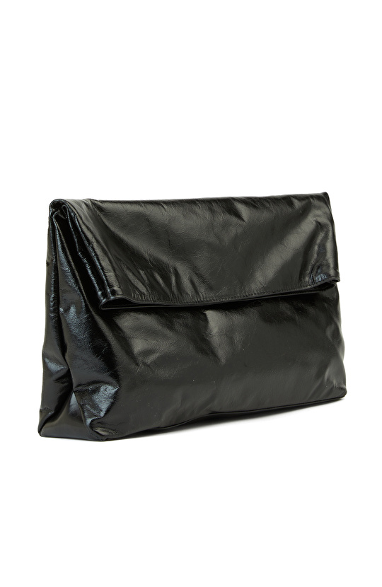 Siyah Kadın Rugan Deri El Portföyü