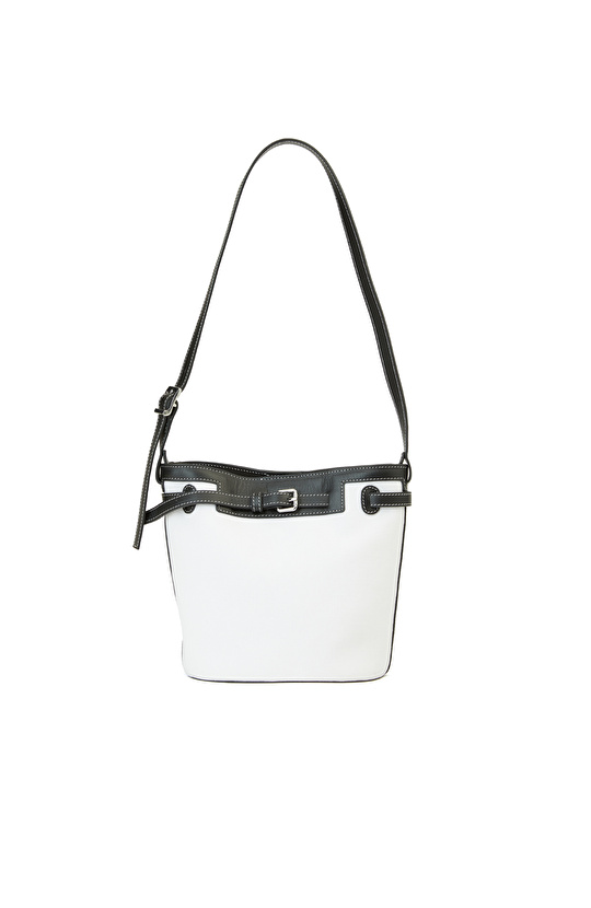 Bej Siyah Kadın Deri Çanta