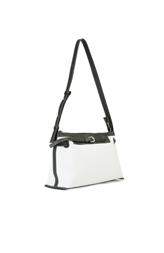 Bej Siyah Kadın Deri Çanta