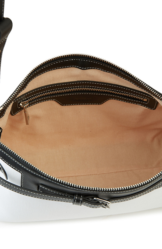 Bej Siyah Kadın Deri Çanta