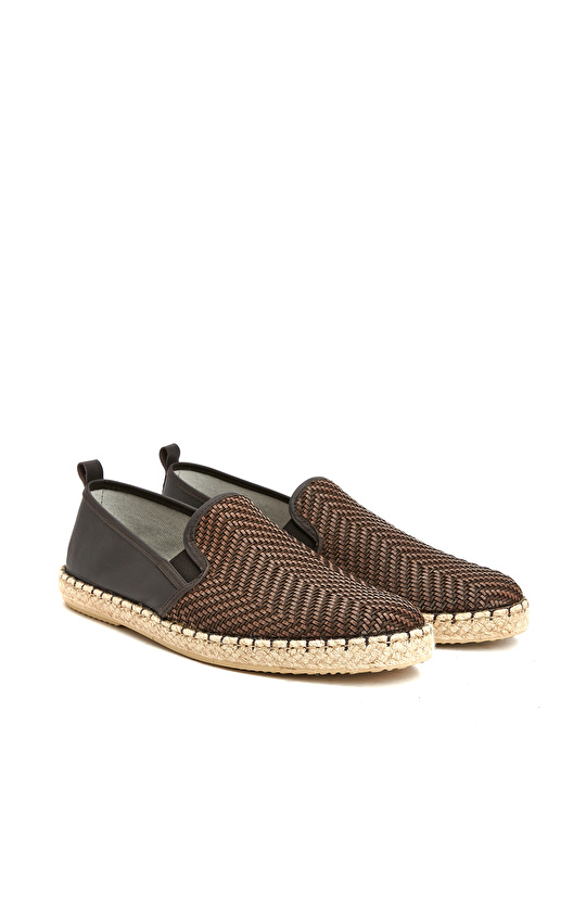 Kahverengi Erkek Deri Espadril