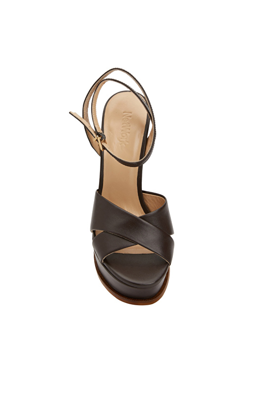 Kahverengi Kadın Deri Sandalet