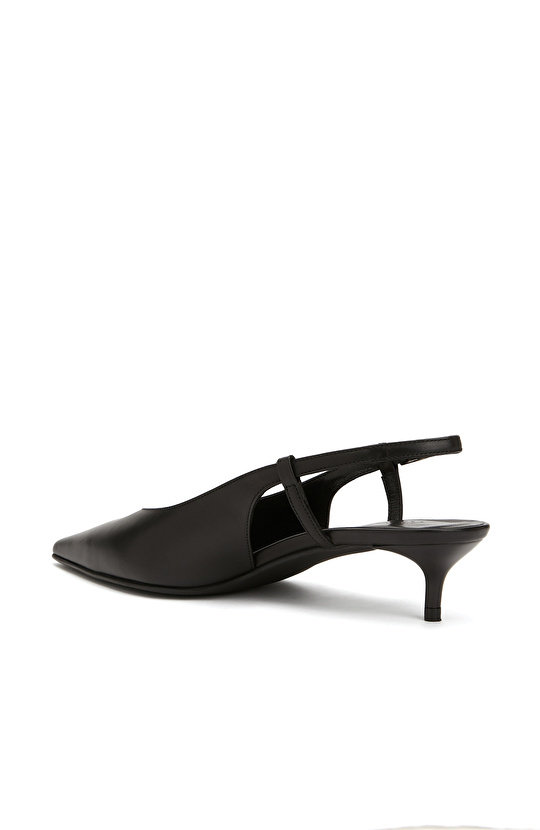 Siyah Deri Topuklu Ayakkabı