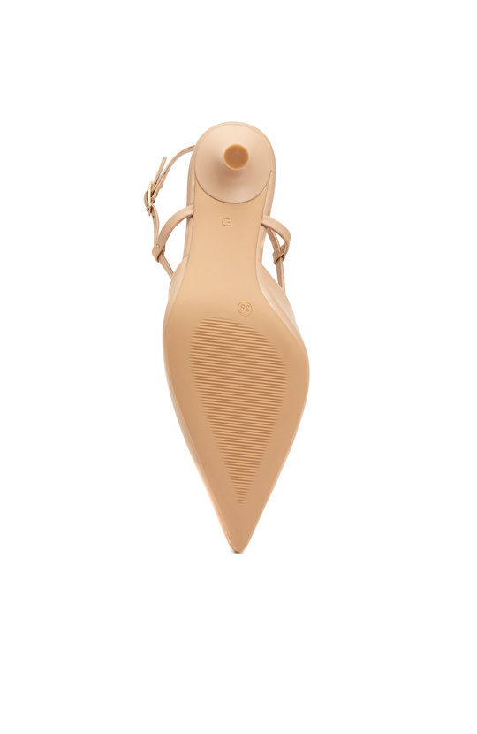 Nude Deri Topuklu Ayakkabı