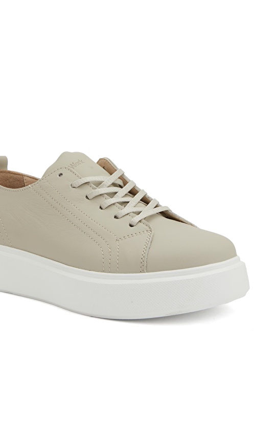 Bej Kadın Deri Sneaker