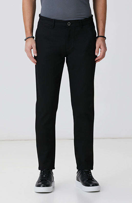 Siyah Diyagonal Chino Pantolon