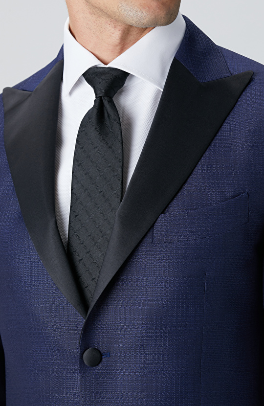 Lacivert Yün Karışımlı Smokin Ceket