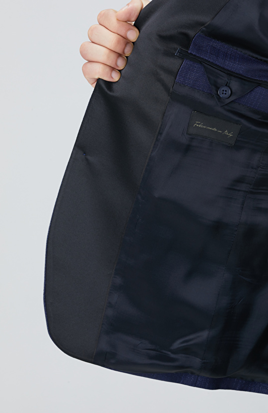 Lacivert Yün Karışımlı Smokin Ceket