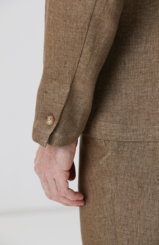 Camel Keten Karışımlı Ceket