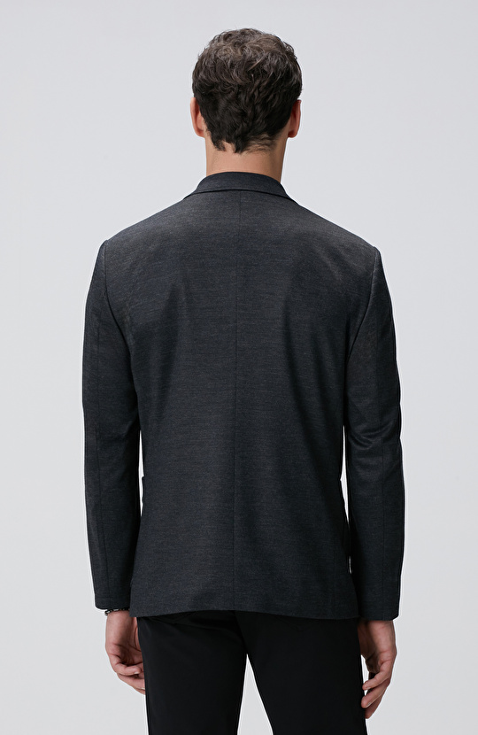 Antrasit Yün Karışımlı Örme Ceket