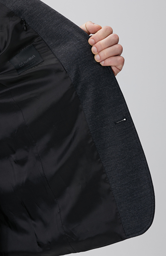 Antrasit Yün Karışımlı Örme Ceket