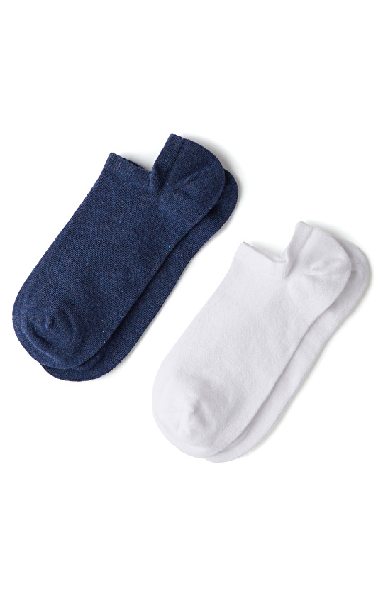 Beyaz Indigo Bambu Erkek 2li Çorap Seti