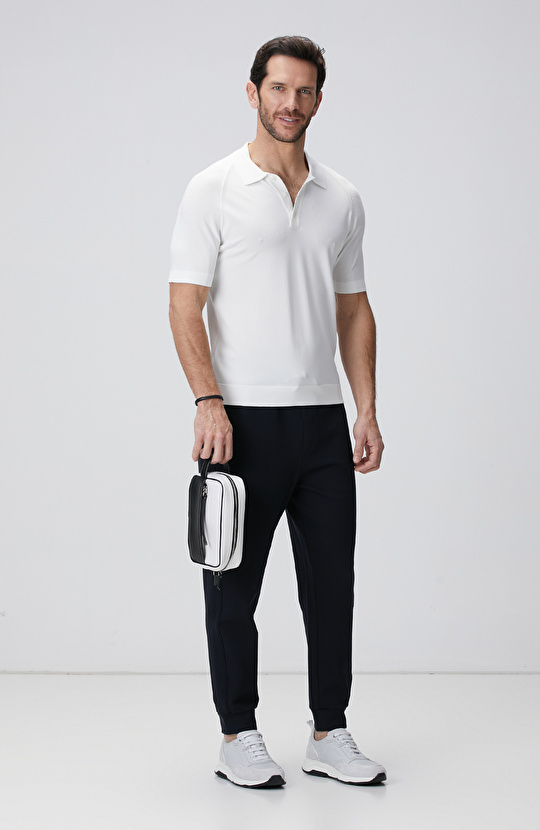 Siyah Beyaz Deri Kozmetik Çantası