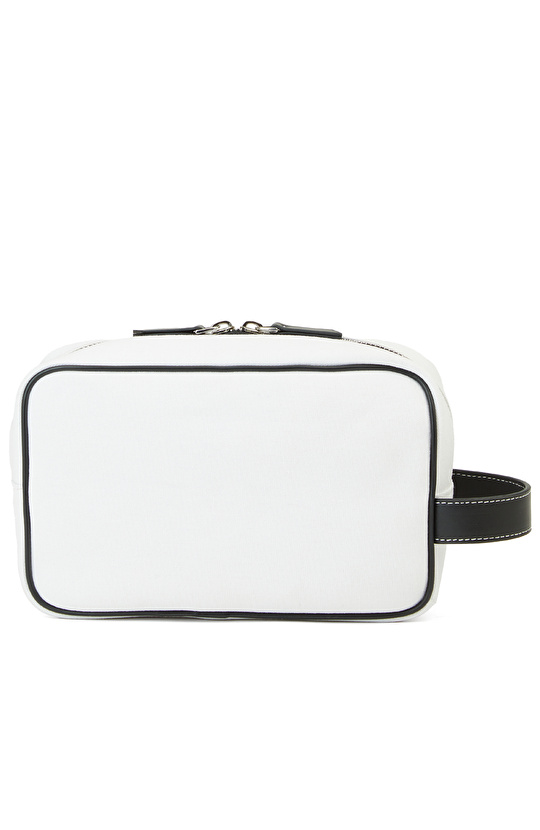 Siyah Beyaz Deri Kozmetik Çantası