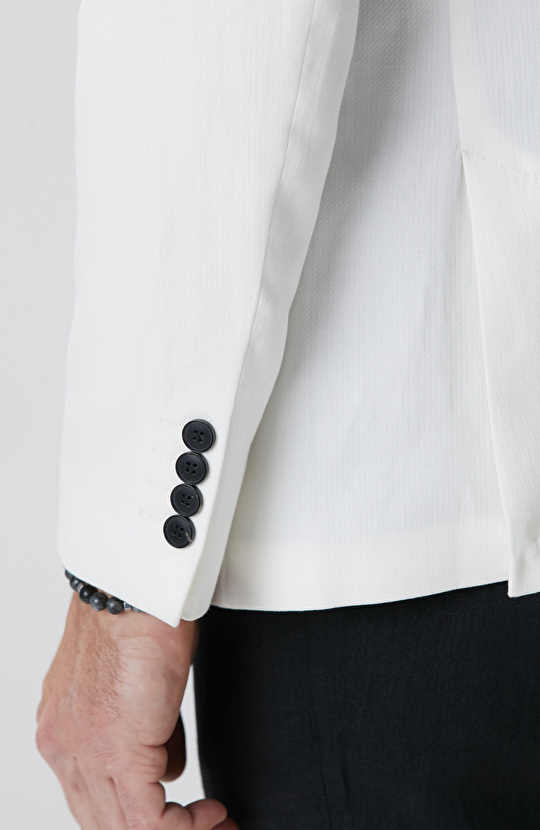 Kırık Beyaz Keten Karışımlı Ceket