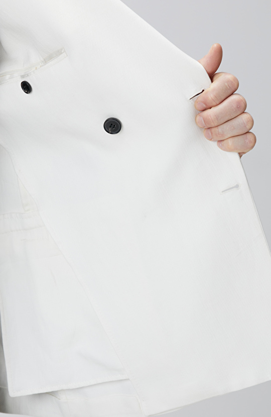 Kırık Beyaz Keten Karışımlı Ceket