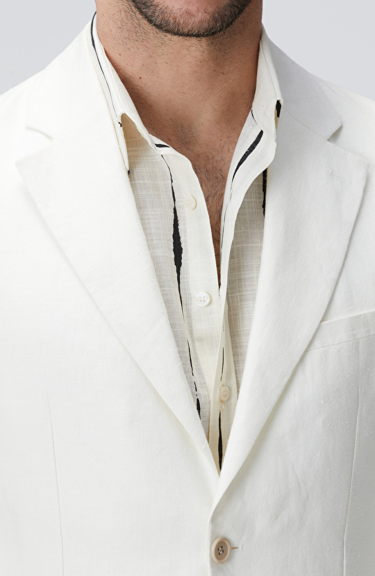 Kırık Beyaz Keten Takım Elbise