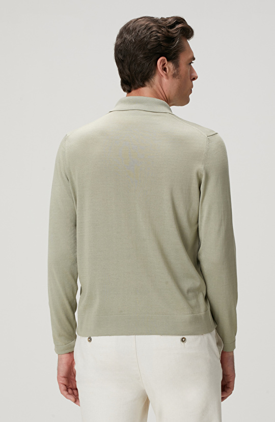 Limited Haki İpek Karışımlı Triko Gömlek