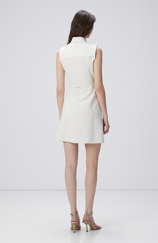 Kırık Beyaz Mini Elbise